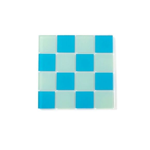 NWT Bullseye’s Playground Square Drink Coasters (4) Count Blue Checkered - Picture 1 of 5